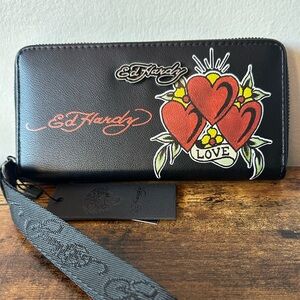 Ed Hardy Black and Red Love Wallet